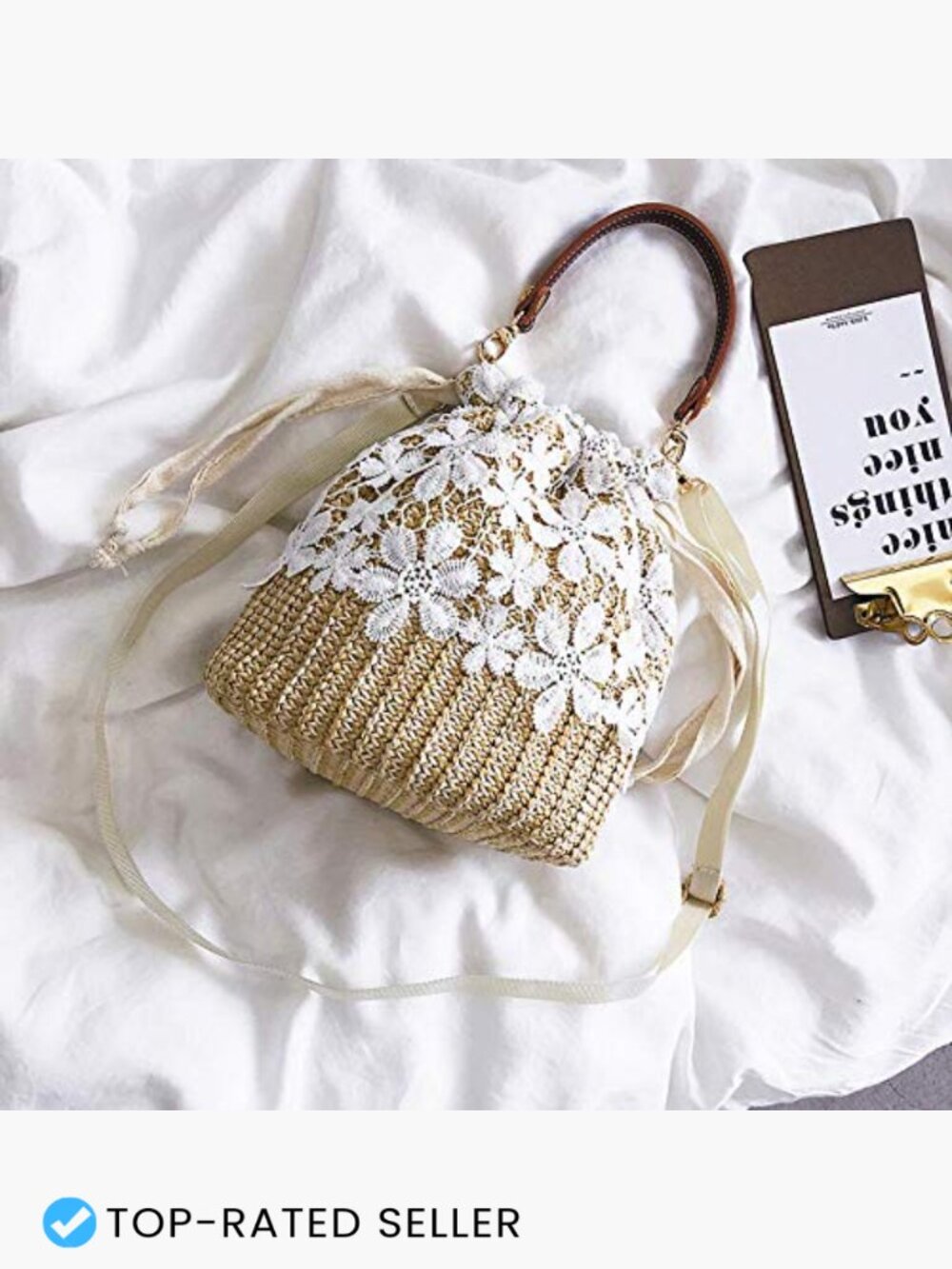 Straw Crossbody Bag Round Woven Shoulder Beach Summer Top Handle Purse Boho - Picture 4 of 7